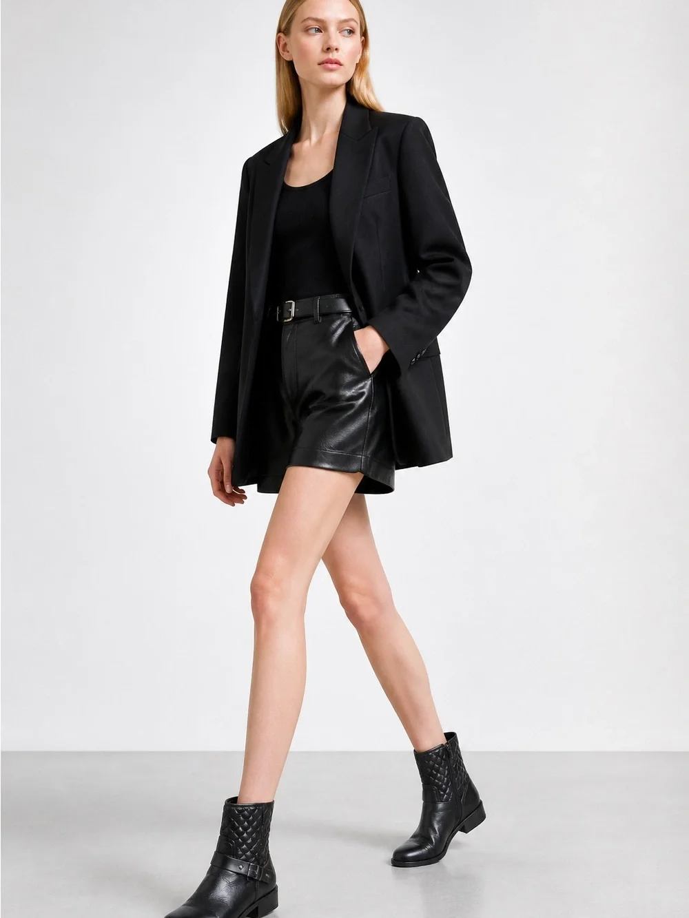 Munro Black Quilted Leather Ankle Boots with Hardware